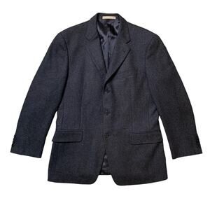 Joseph Abboud Blazer Mens 40R Black Blue Wool Cashmere Blend Jacket Made In USA